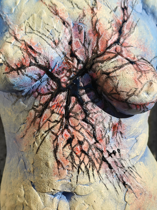 Heart of Cracks Polychrome Ceramic Torso